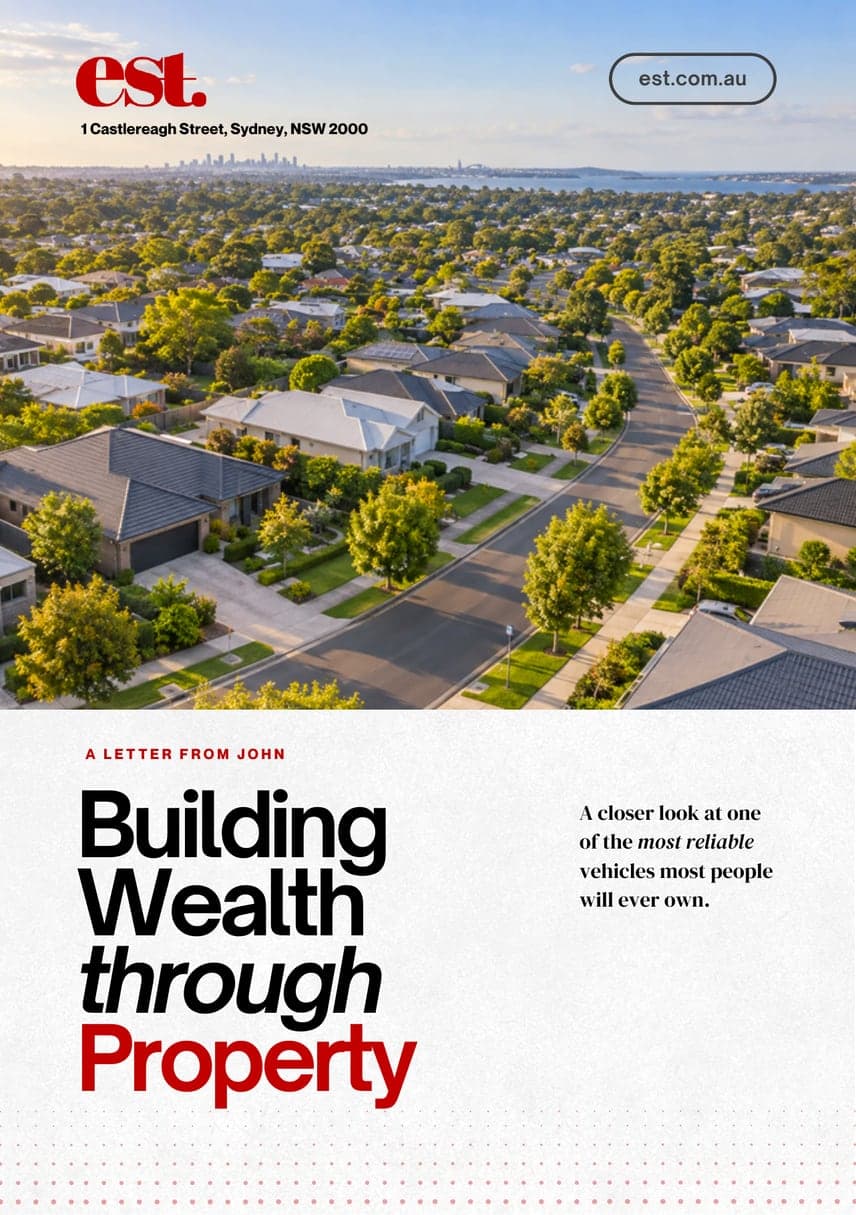 Cover of Building Wealth through Property, a letter from John